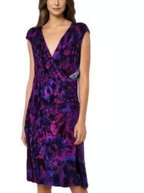 Flowery Wrap Knee Length Dress